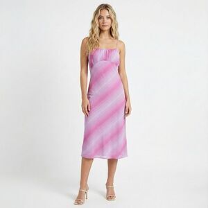 BP. Pink Striped Summer Midi Dress Medium NWT Boho Casual Barbiecore Y2K Girly